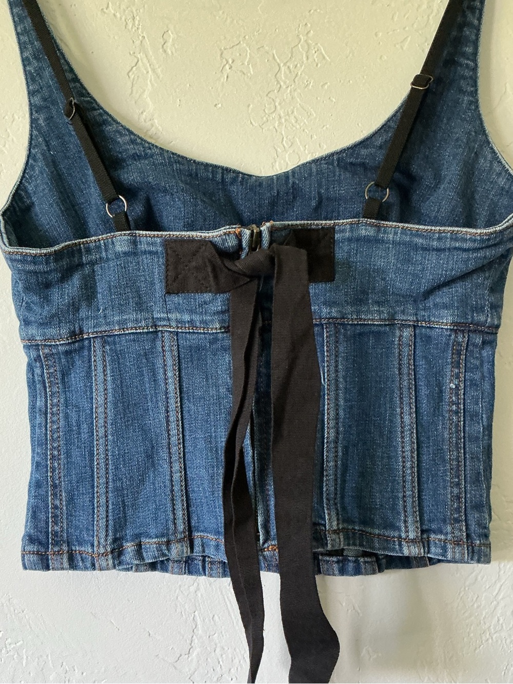 Maeve Denim Corset Tank Top with Tie Back Detail - Picture 5 of 8